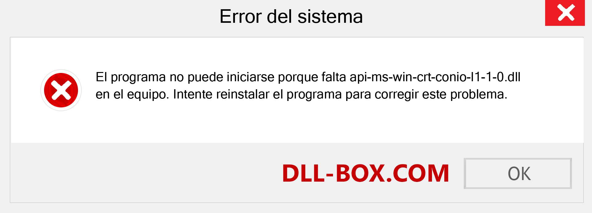 ¿Falta el archivo api-ms-win-crt-conio-l1-1-0.dll ?. Descargar para Windows 7, 8, 10 - Corregir api-ms-win-crt-conio-l1-1-0 dll Missing Error en Windows, fotos, imágenes