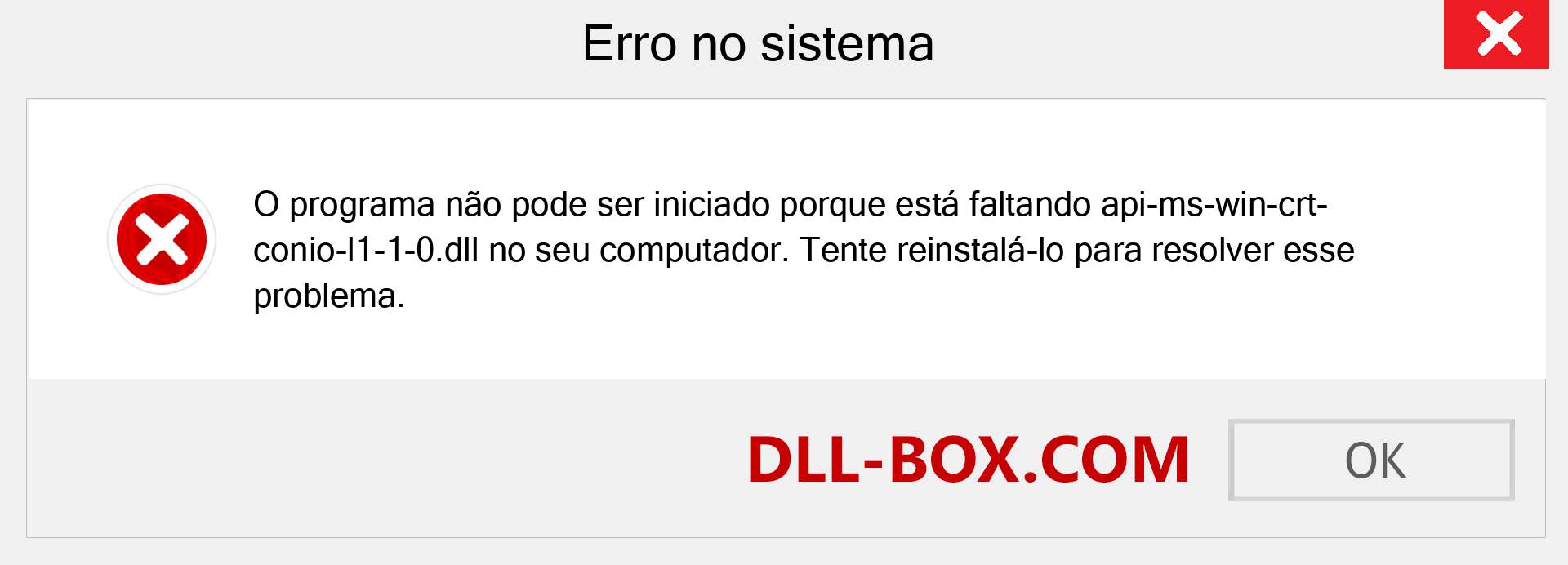 Arquivo api-ms-win-crt-conio-l1-1-0.dll ausente ?. Download para Windows 7, 8, 10 - Correção de erro ausente api-ms-win-crt-conio-l1-1-0 dll no Windows, fotos, imagens